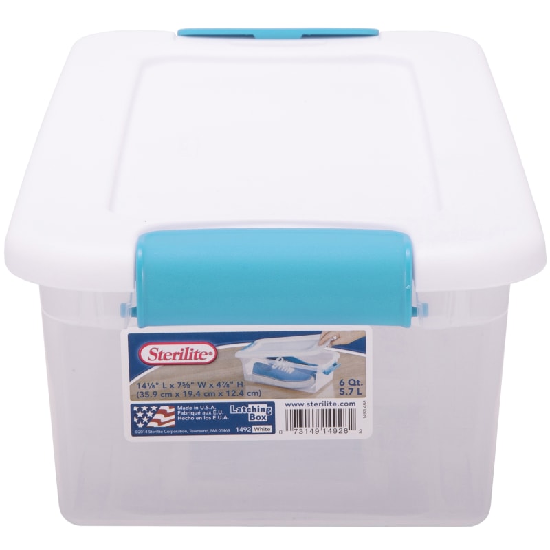 Sterilite Plastic 6-Quart Storage Box Container with Latching Lid