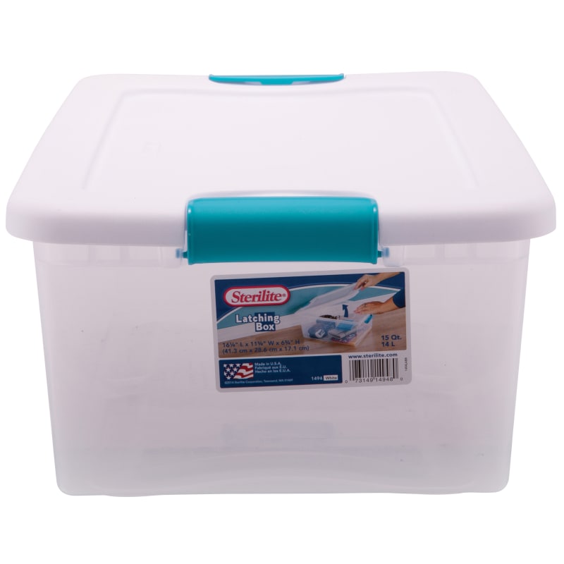 15 qt Clear Base/White Lid Latching Storage Box by Sterilite at