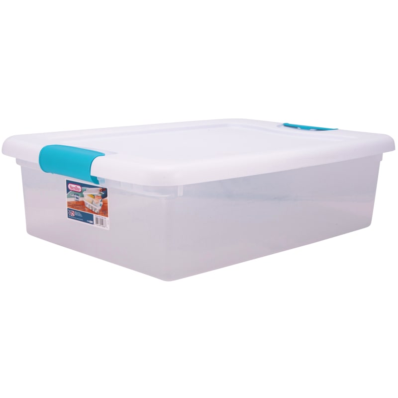 32 qt. Clear Base/White Lid Latching Storage Box by Sterilite at