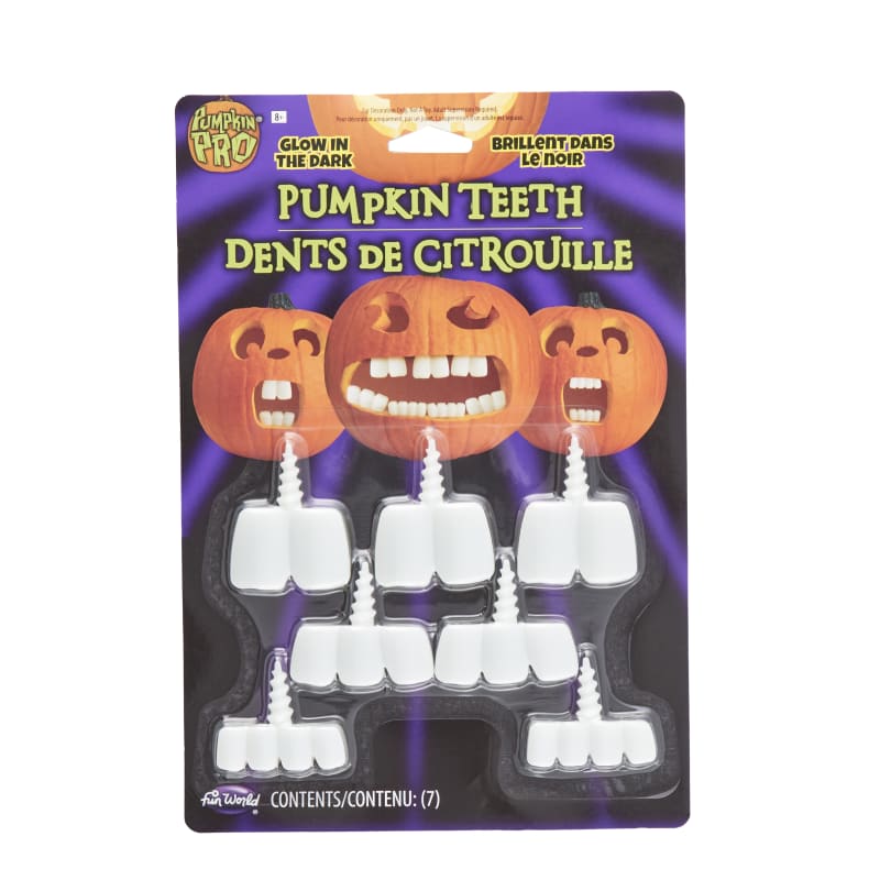 Glow-In-The-Dark Pumpkin Fangs  Teeth Assorted by Fun World at Fleet Farm