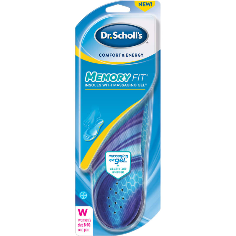 Dr. Scholl's Comfort and Energy Massaging Gel Insoles for Women, 1 Pair,  Size 6-10