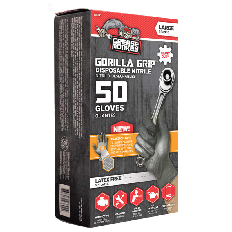 LARGE Grease Monkey - Gorilla Grip Gloves ( 5 Pair Pack ) ~NEW~