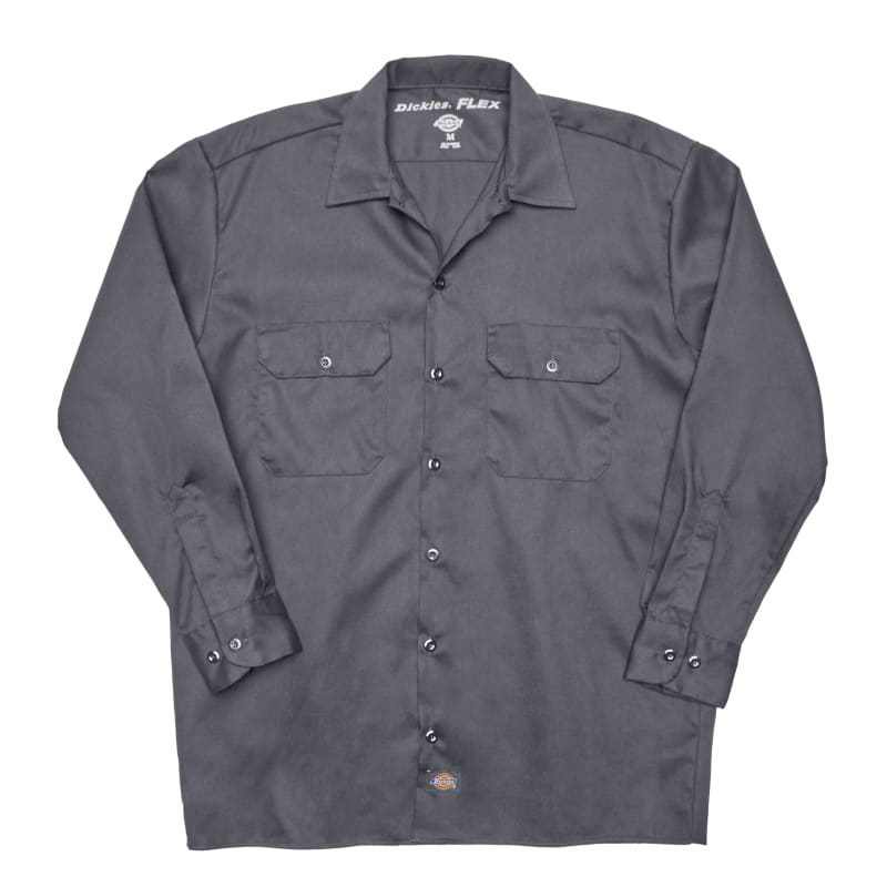 Dickies Men's FLEX Relaxed Fit Long-Sleeve Twill Work Shirt - Charcoal / M