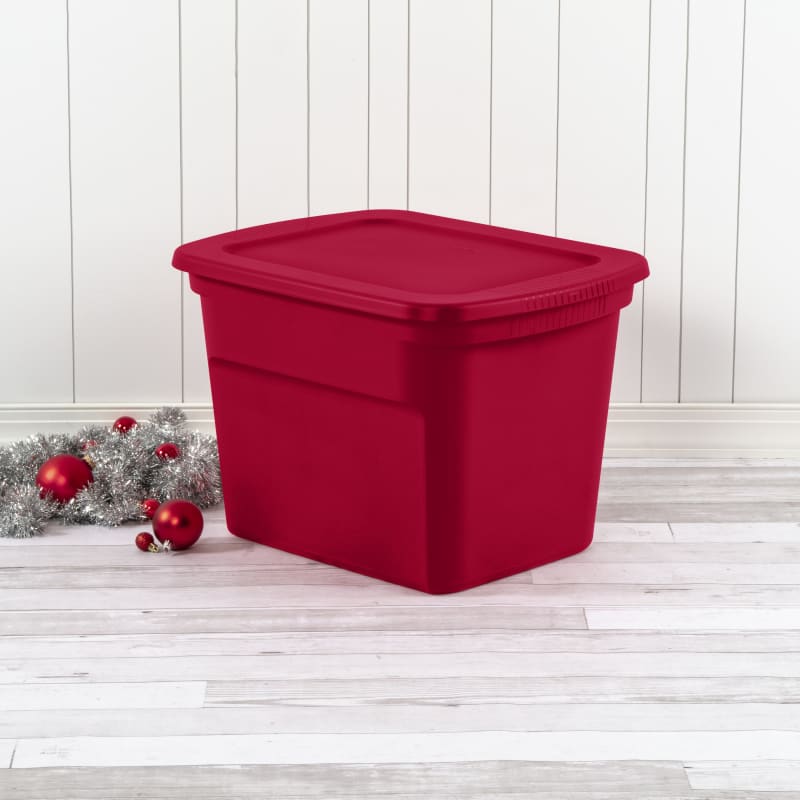 30 gal Red Holiday Plastic Storage Tote by Sterilite at Fleet Farm