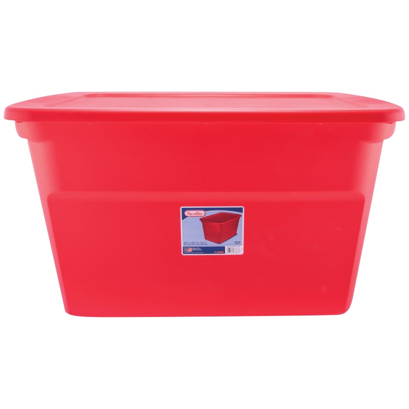 30 gal Red Holiday Plastic Storage Tote by Sterilite at Fleet Farm