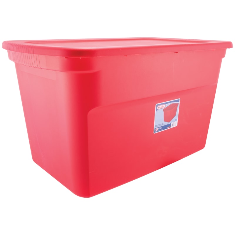 Sterilite 30 Gallon Durable Stacking Seasonal Storage Tote, Red