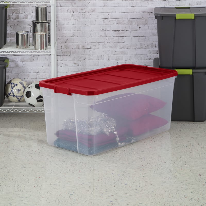 18 gal Red Holiday Storage Tote by Sterilite at Fleet Farm