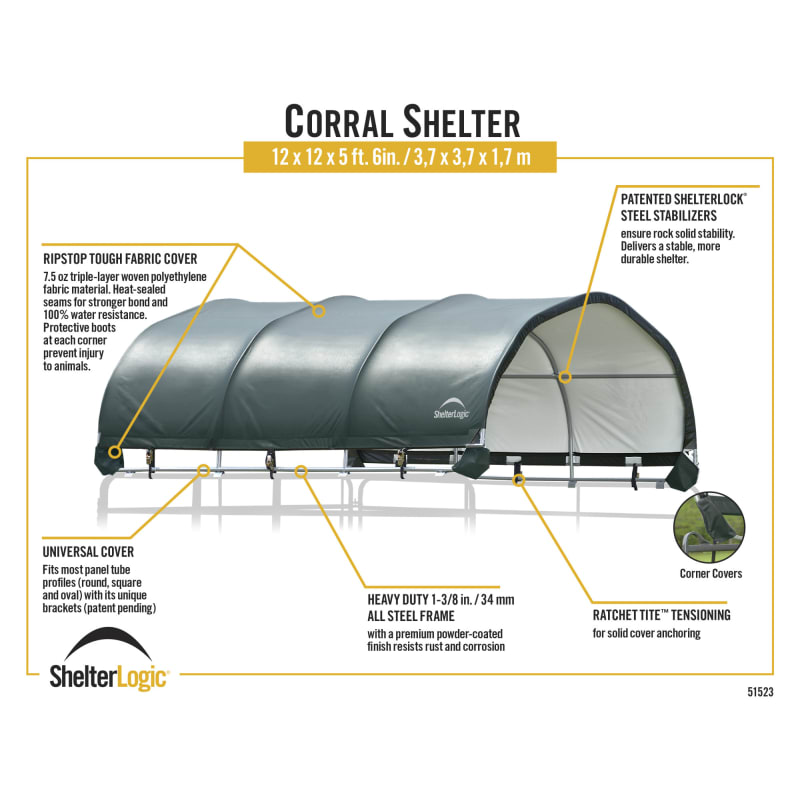 12 ft x 12 ft Green Corral Shelter by ShelterLogic at Fleet Farm