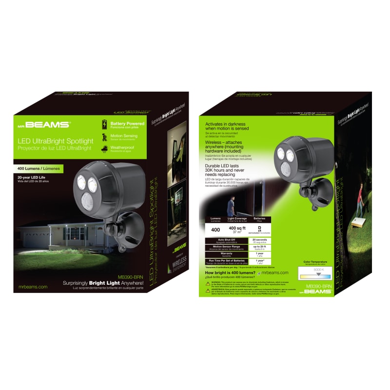 Mr. Beams Motion Sensing Battery Powered LED Dark Brown Spotlight