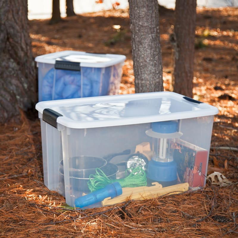 70qt Clear Storage Box with White Lid - Room Essentials 70 qt