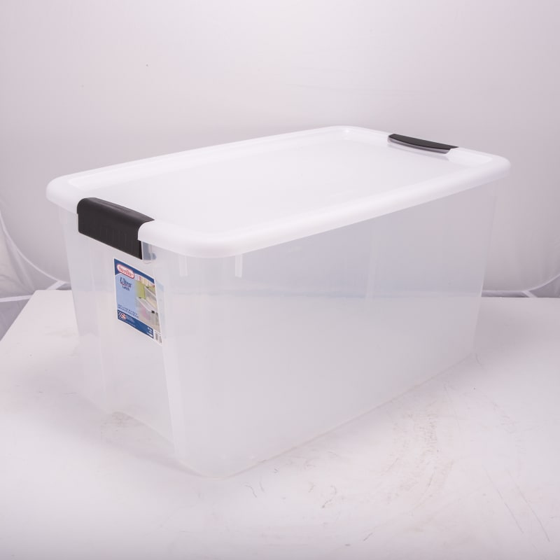 70qt Clear Storage Box with White Lid - Room Essentials 70 qt