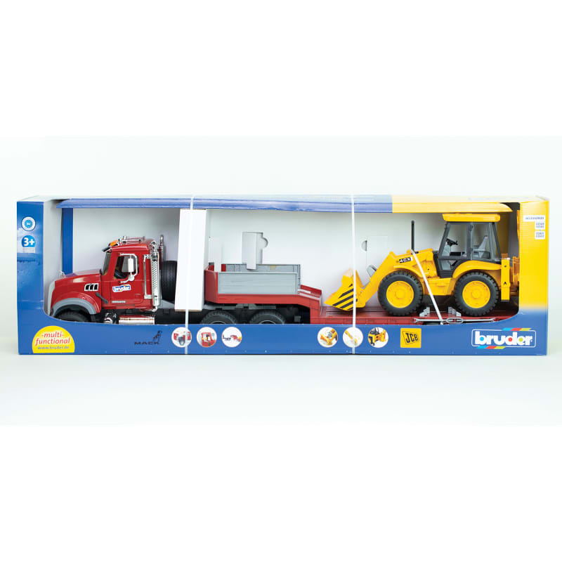 Mack Granite Truck w Low Loader JCB Backhoe Loader by bruder at Fleet Farm