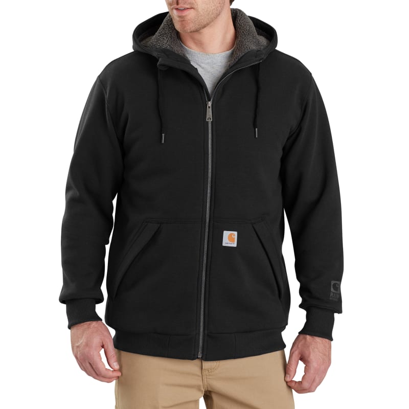 Men s Rain Defender Rockland Black Sherpa Lined Hooded Sweatshirt