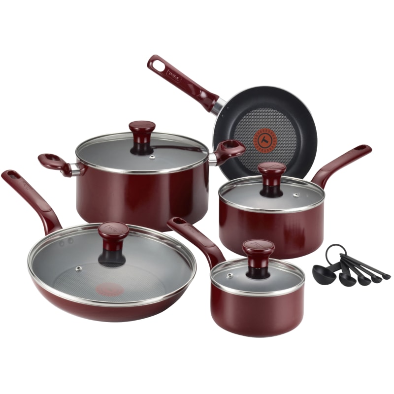 T-Fal B039SE64 Excite 14-Piece Non-Stick Cookware Set - Red