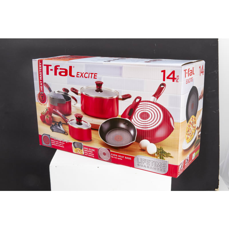 T-fal Excite 14 Piece Cookware Set, Red