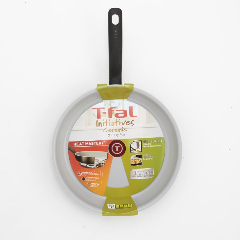 T-fal Initiatives Ceramic Cookware, Fry Pan, 12 inch, Black 