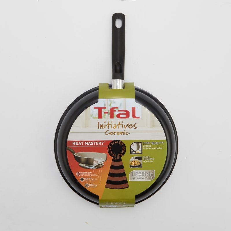 T-fal Initiatives Ceramic Cookware, Fry Pan, 12 inch, Black 