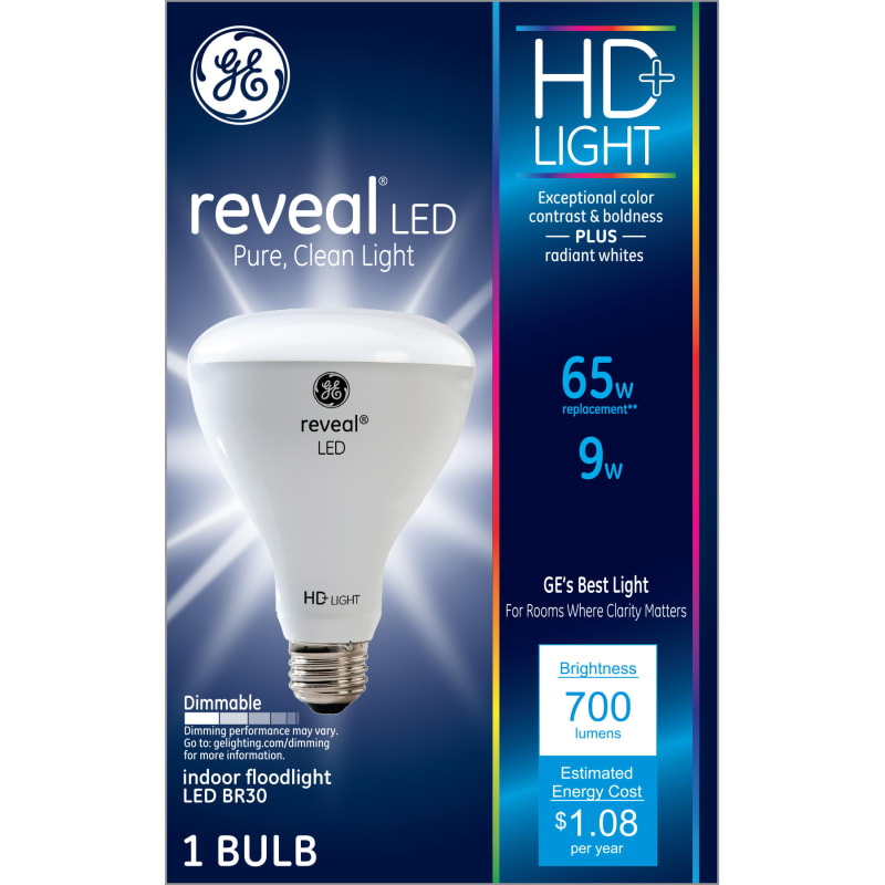 GE 9 Watt Reveal LED Dimmable BR30 Indoor Floodlight