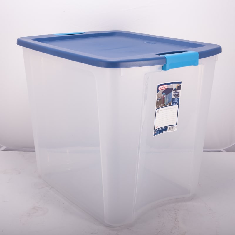 Sterilite 14489604 Storage Tote Clear/Blue 26 gal.