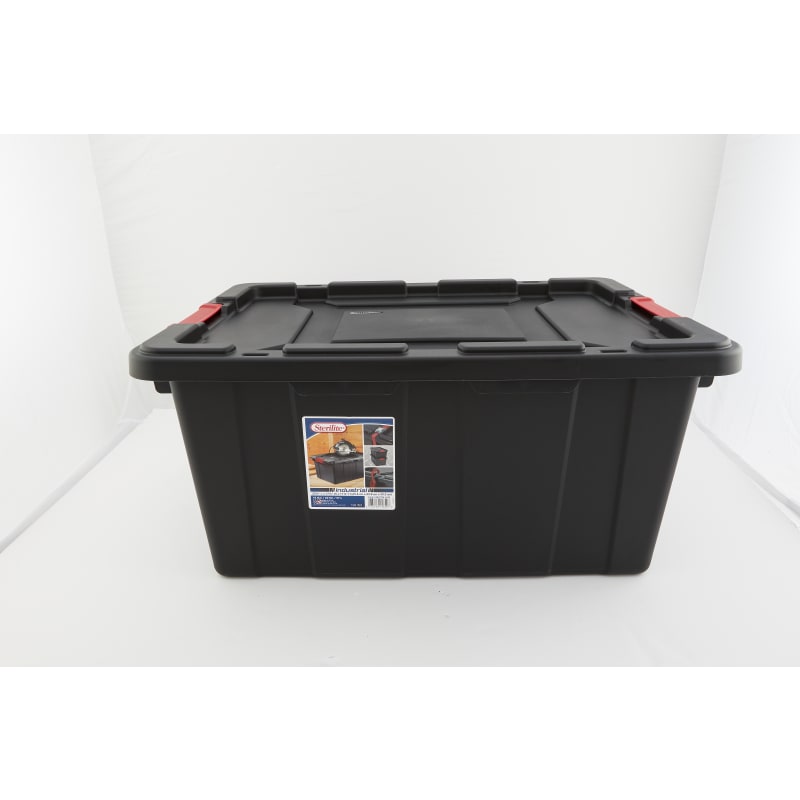 Sterilite 27 Gal Industrial Tote, Stackable Storage Bin with