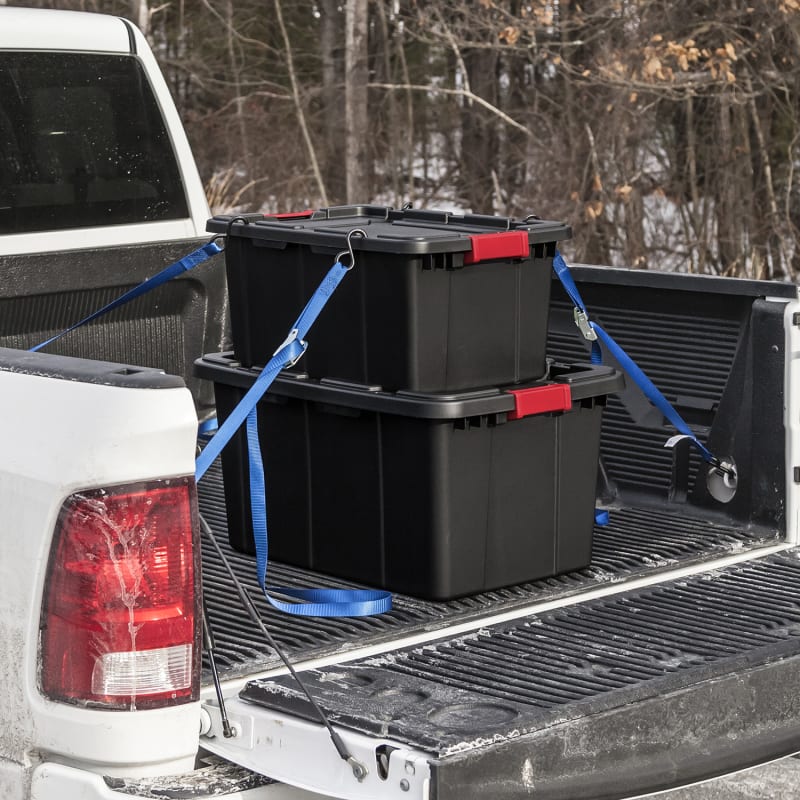 12 gal Black & Red Opaque Hinged Lid Industrial Plastic Storage Tote by  Sterilite at Fleet Farm