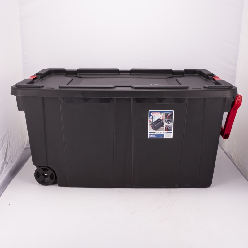 27 gal Black/Red Industrial Storage Tote by Sterilite at Fleet Farm