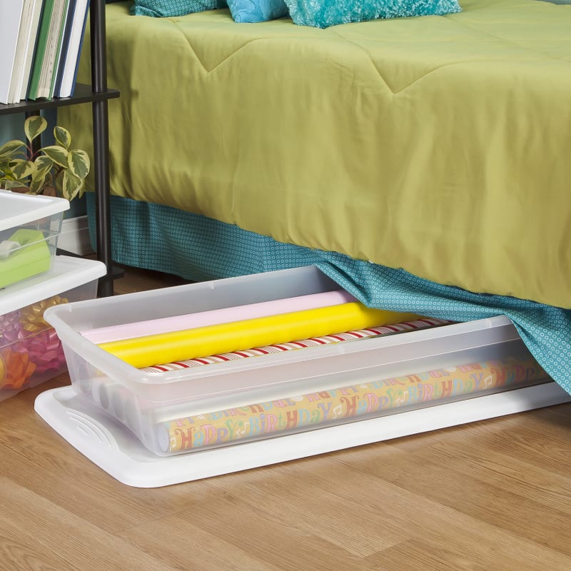 Sterilite Underbed Storage Box with Lid - Clear/White, 41 qt - Kroger