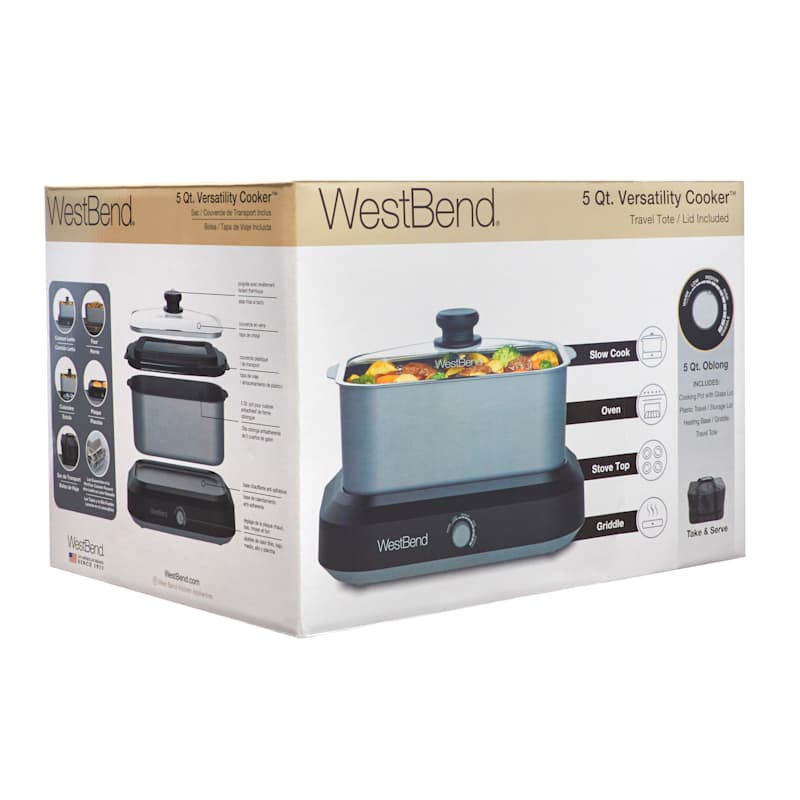 West Bend 5-Quart Black Rectangle Slow Cooker in the Slow Cookers  department at