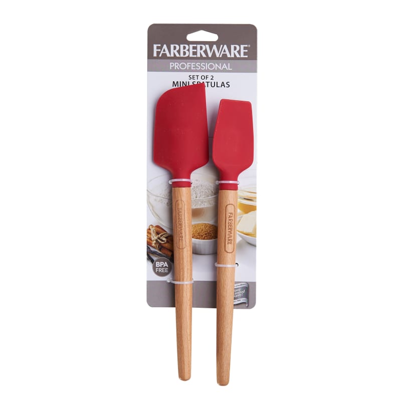 Professional Red Mini Wood Silicone Spatulas Set of 2 by