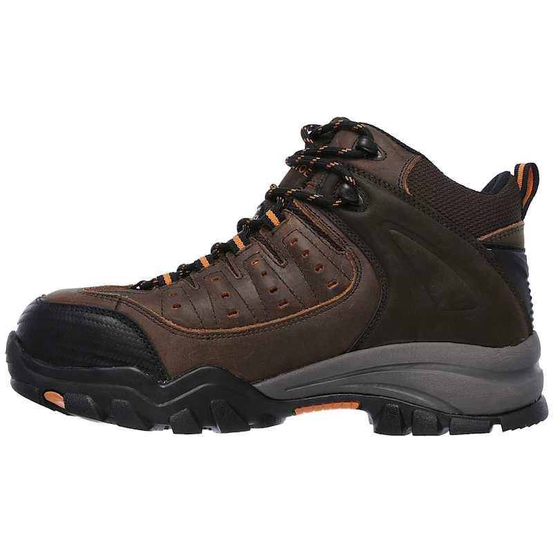 For Work Men s Delleker Lakehead Brown Orange Safety Toe Hikers by