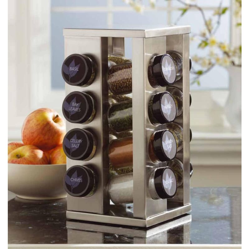Kamenstein stainless steel 20 jar revolving spice rack with spices store