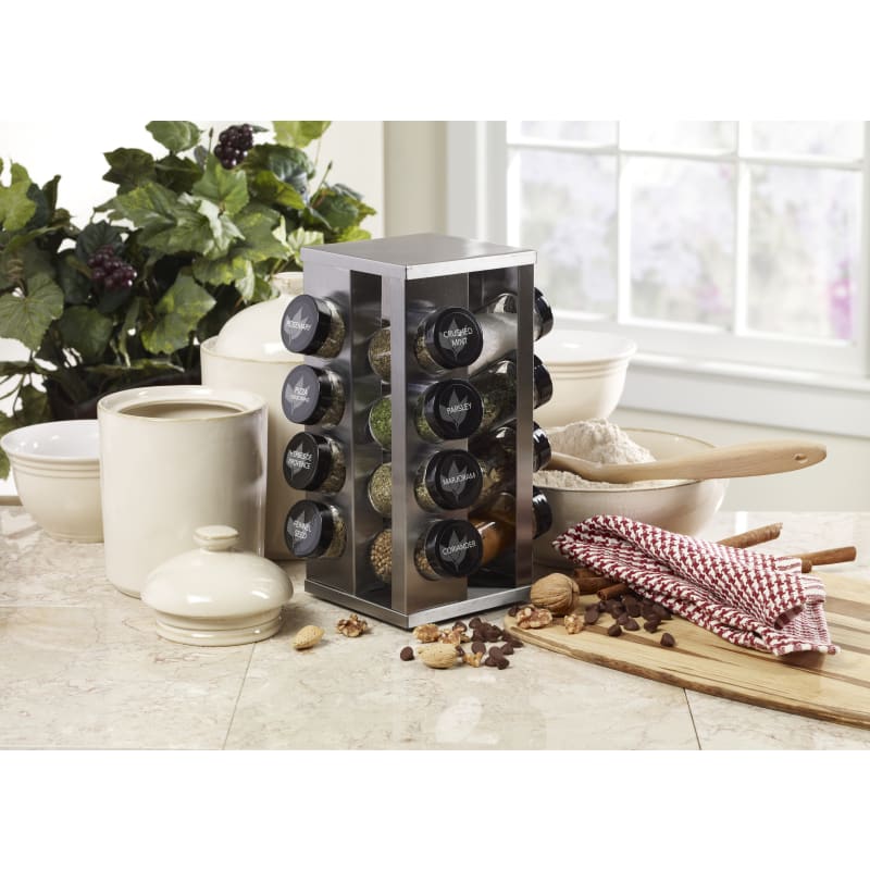 Spinning Spice Rack Organizer For Countertop - 16 Empty Jars
