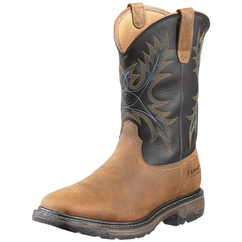 Men s WorkHog Aged Bark Waterproof Steel Toe Wide Work Boots
