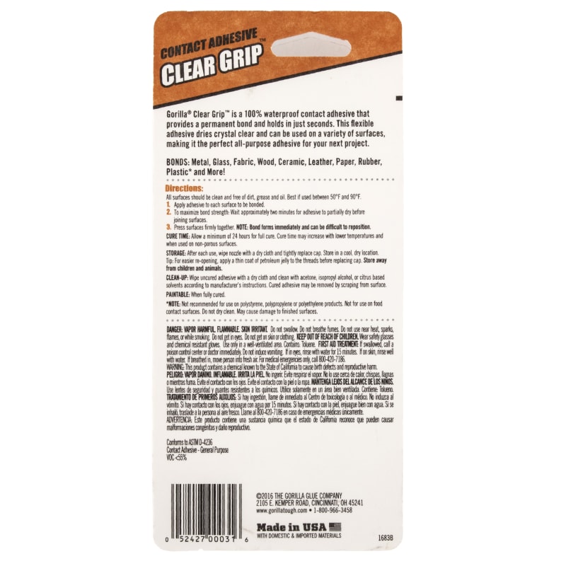 3 oz Clear Grip Contact Adhesive by Gorilla at Fleet Farm