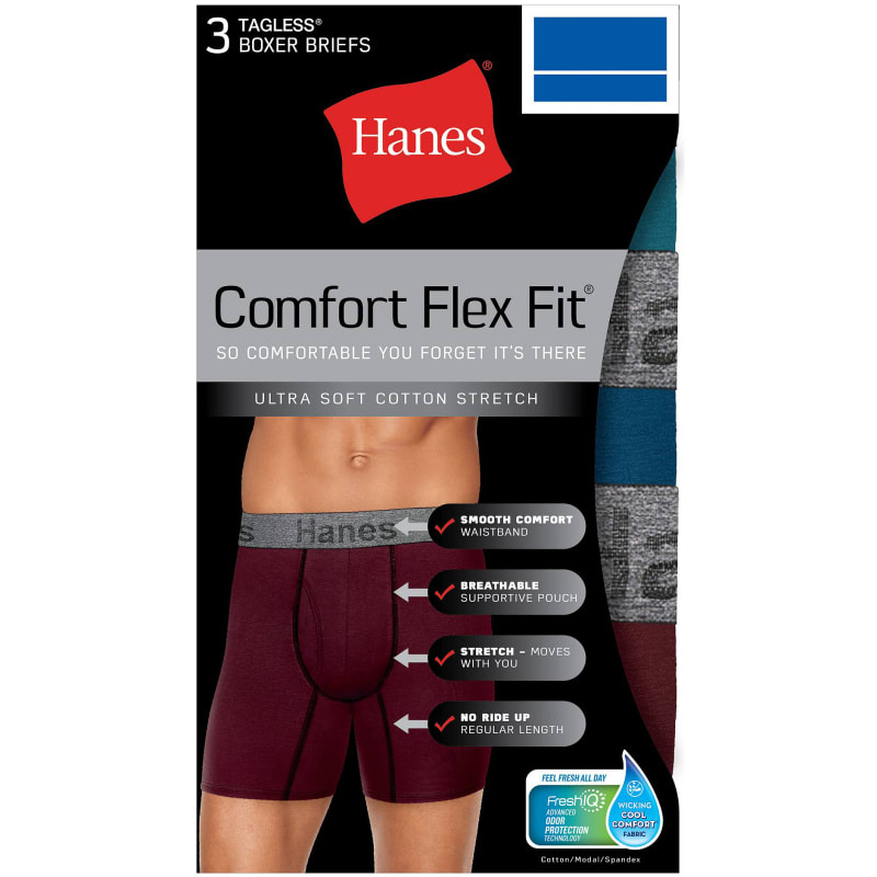 Men s Assorted Comfort Flex Fit Modal Boxer Briefs 3 Pk by Hanes