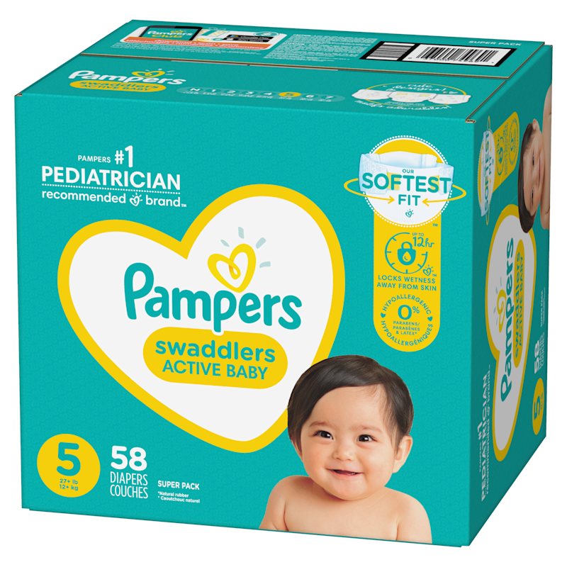 Pampers Swaddlers Diapers - Size 5, One Month Supply (132 Count), Ultra  Soft Disposable Baby Diapers