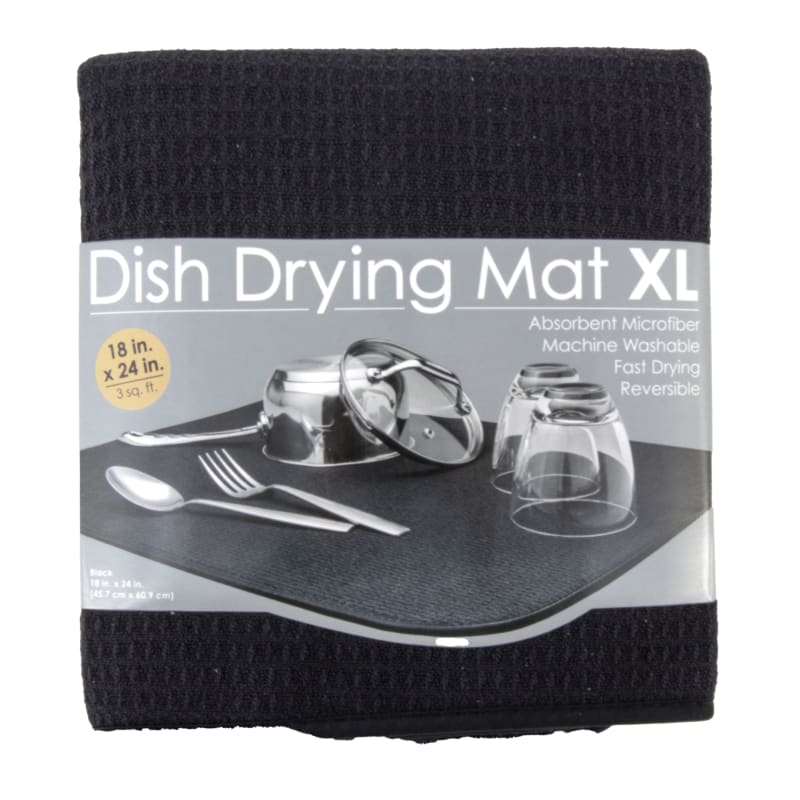 S&T Inc. Absorbent Reversible Microfiber Dish Drying Mat for Kitchen 16 inch x 18 inch Charcoal