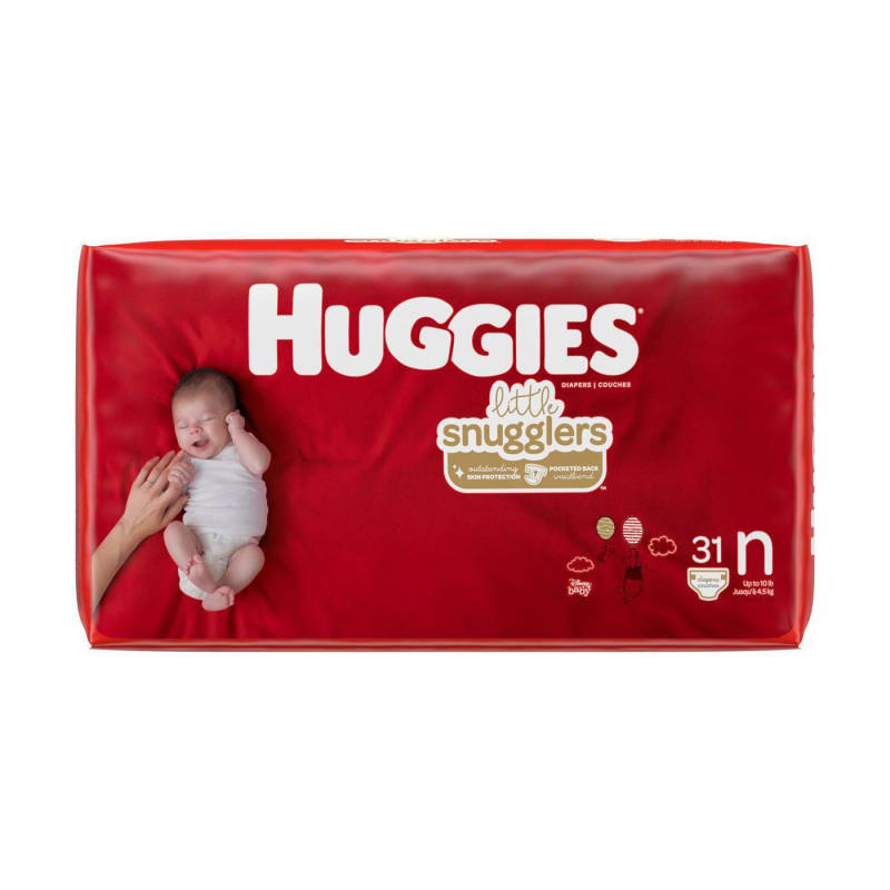 Huggies Little Snugglers Baby Diapers, Size Newborn (up to 10 lbs), 31 Ct,  Newborn Diapers (Pack of 2)