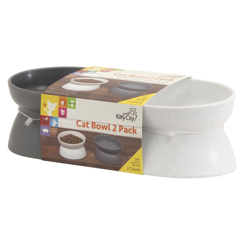 Kitty City Raised Bowls for Cats, Pack of 2