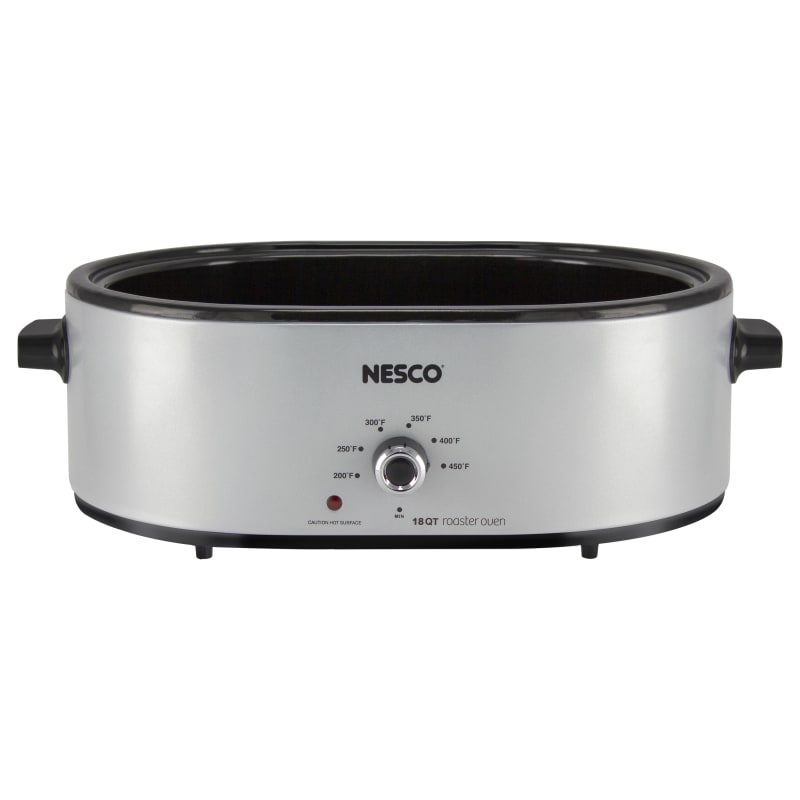 18 qt Black/Silver Stainless Steel Porcelain Roaster Oven by Nesco
