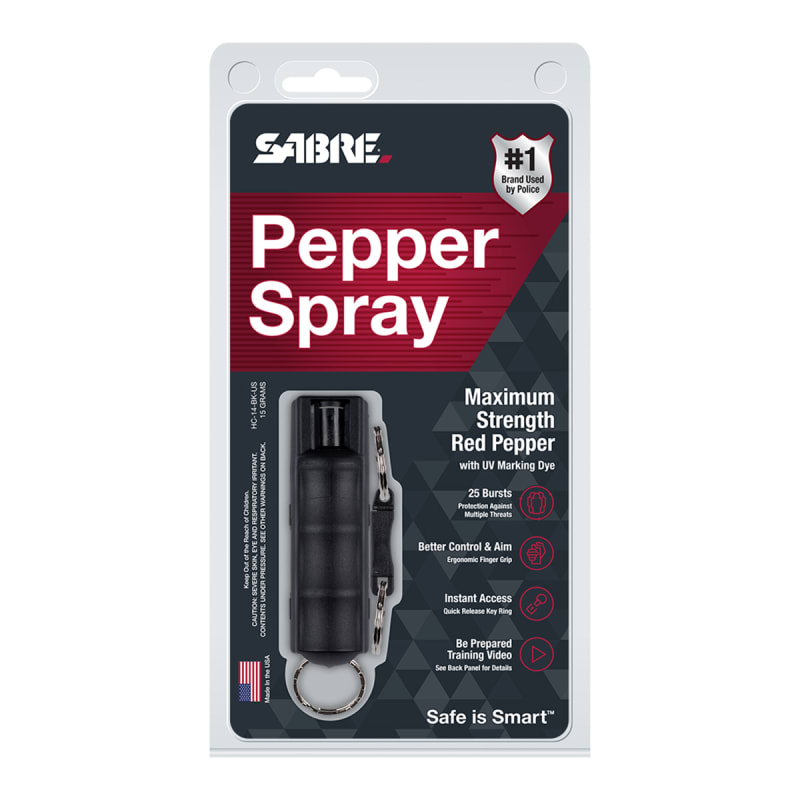SABRE Pepper Spray with Glow In The Dark Case, Quick Release Key Ring,  Twist Lock Safety, 25 Bursts in the Pepper Spray department at