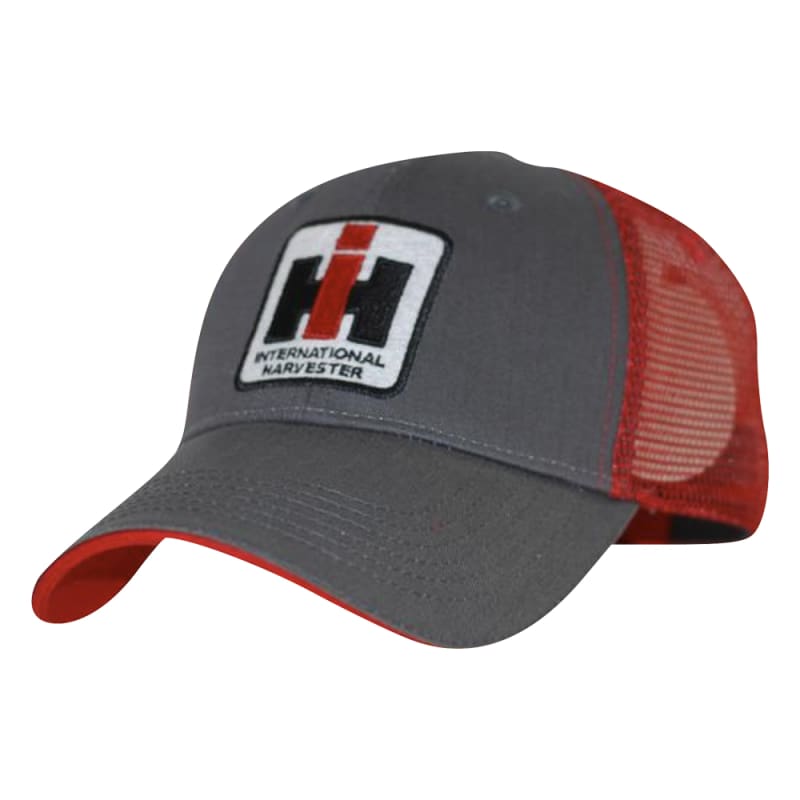 Men's Grey Red Square Logo Mesh Back Cap by IH at Fleet Farm