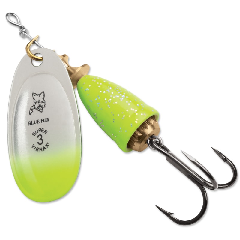 Chartreuse Blue Candyback Classic Vibrax Spinner by Blue Fox at Fleet Farm