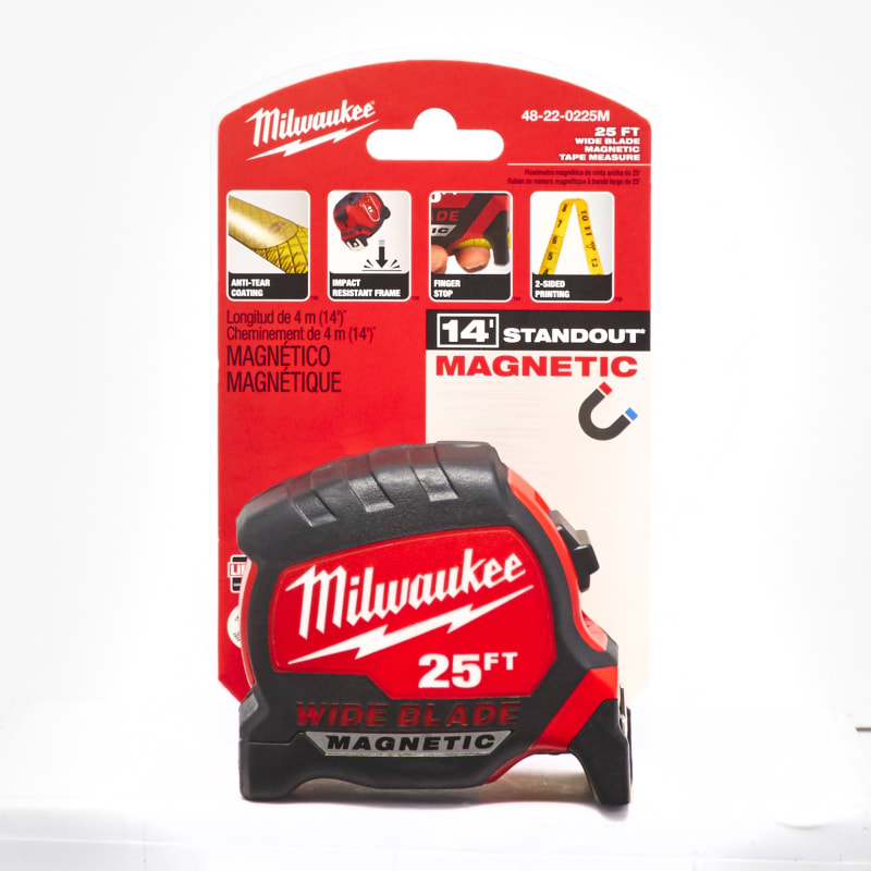 25 ft Red/Black Wide Blade Magnetic Tape Measure by Milwaukee at