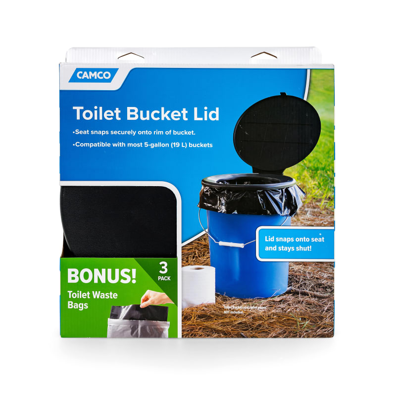 Better Boat Portable Toilet Bucket Toilet Seat Set for Camping Outdoor Potty Waste Bags and Case, Blue