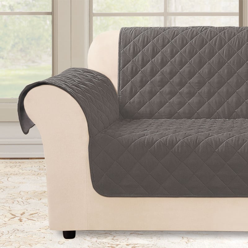 SureFit Microfiber Non Slip Water Resistant Sofa Furniture Cover - Gray