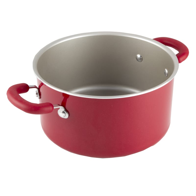 Rachael Ray 6-Quart Get Cooking! 6-Quart Aluminum Nonstick Stockpot, Red