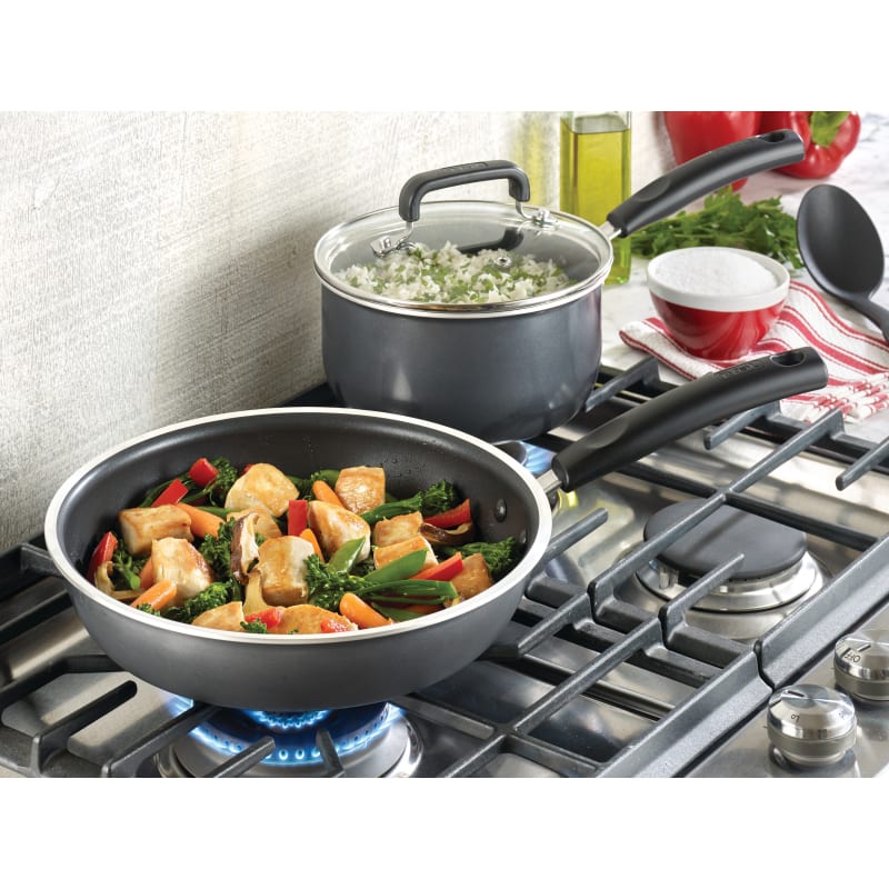 T-fal 12-Piece Signature Aluminum Cookware Set with Lids at