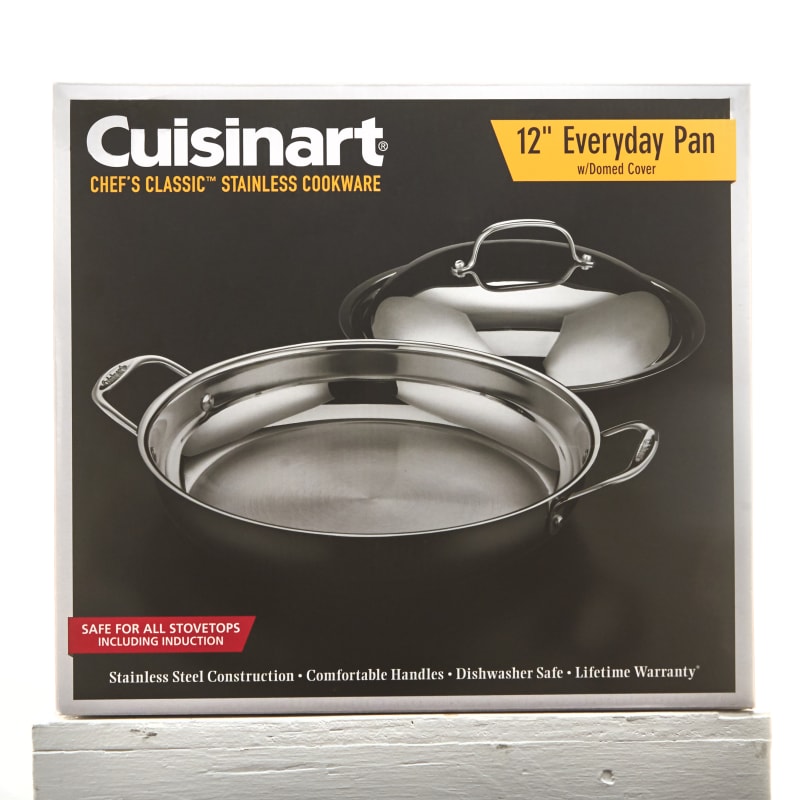 NEW Cuisinart Chef's Classic Stainless 12-Inch Glass Covered All Purpose Pan