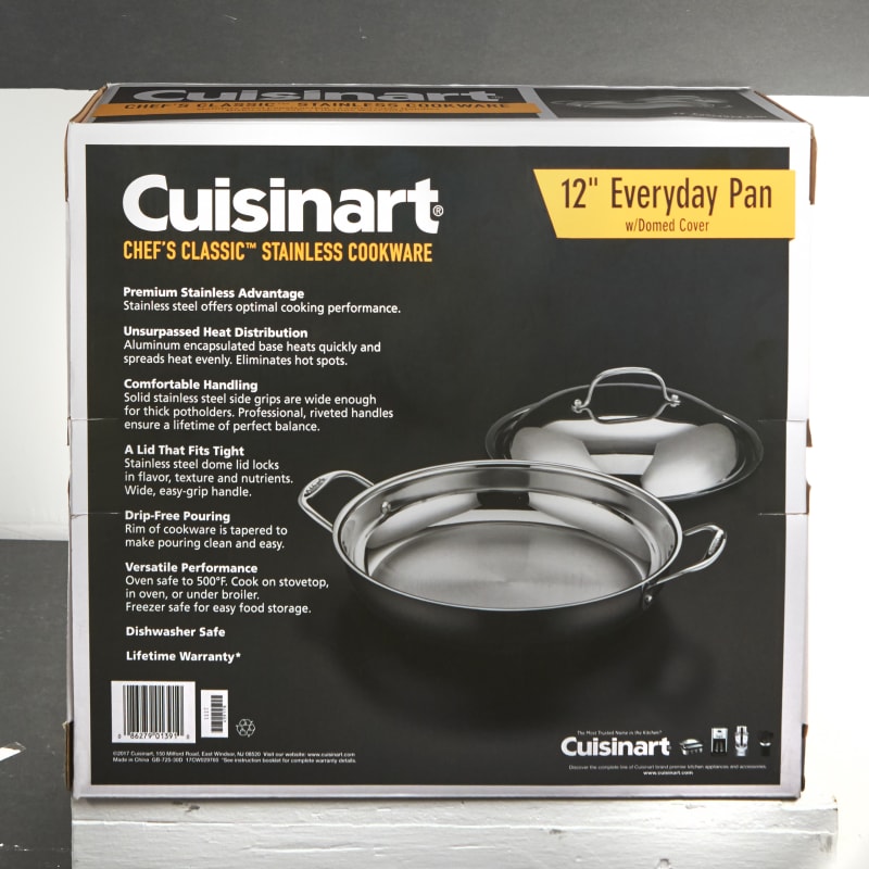 NEW Cuisinart Chef's Classic Stainless 12-Inch Glass Covered All Purpose Pan